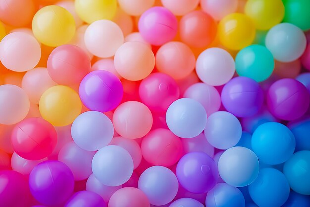 Many rainbow gradient random bright soft balls background generative ai