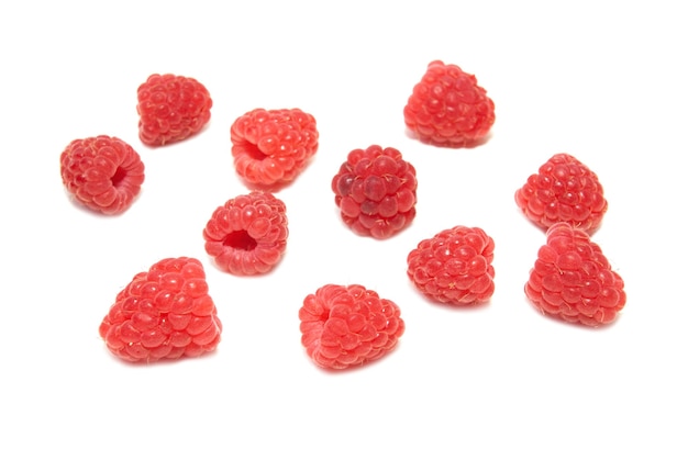 Many raspberries isolated