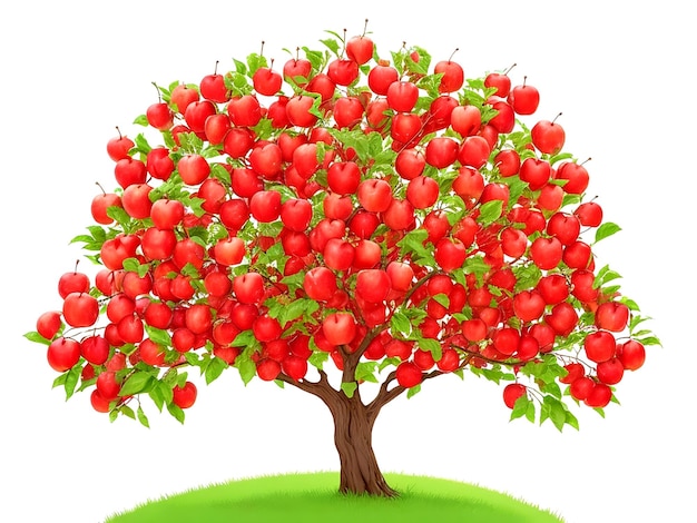 Many red apples on a tree isolated on a white background vector AI_Generated