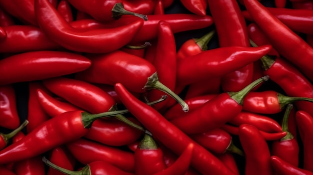 Many red peppers are put together Spicy chili peppers for cooking