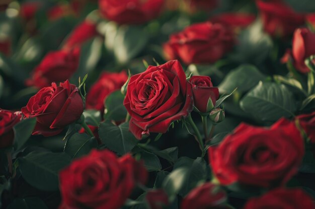 many red roses shot in shallow DOF