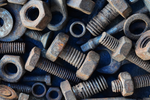 Many rust steel on cement ground