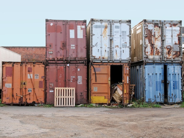 Many shipping containers