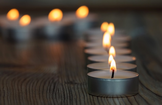 many small burning candles