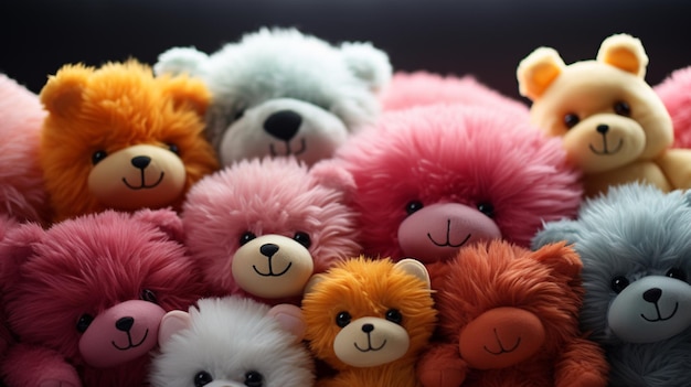 Many soft colourful toys