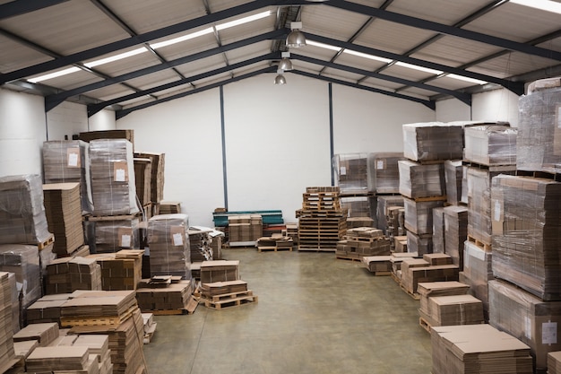 Many stack of cardboard boxes