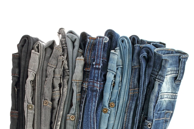 Photo many stacks of jeans