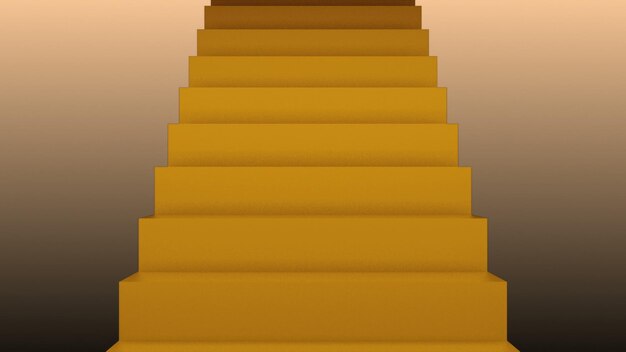 Many stairs 3d rendering backdrop with staircases computer generated background