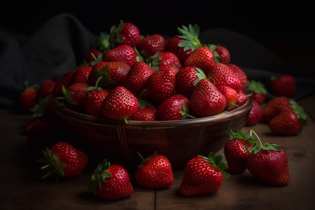 Many strawberries on the table AI Generated