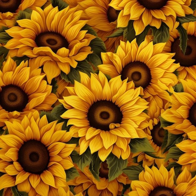 Photo many sunflowers pattern illustration