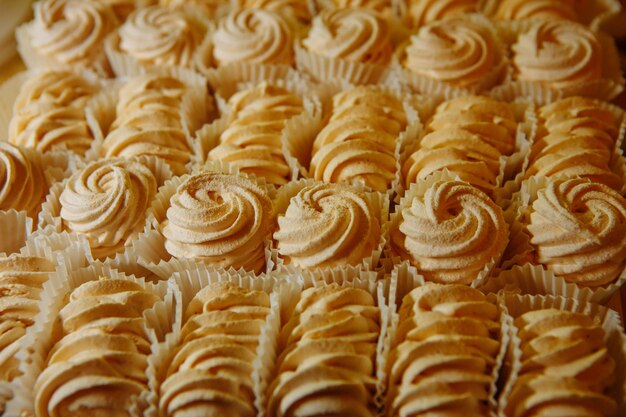 Many sweet cakes on the festive table