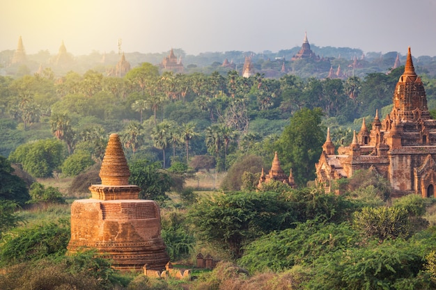 ミャンマーのバガンの多くの寺院