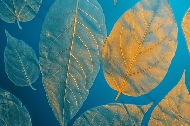 スケルトンの葉の多くの透明なシルエット