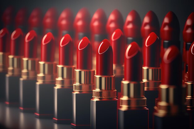 Many tubes of red lipstick beauty photo of decorative lipstick Generation Ai