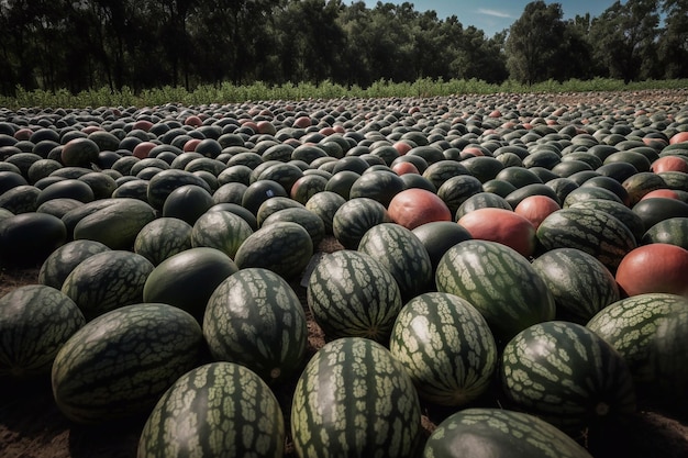 Many watermelons in the field AI Generated