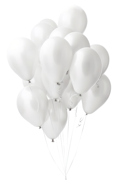 Many white balloons isolated on white background generative ai