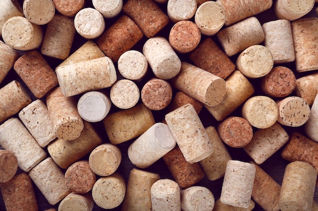 Many wine corks macro view