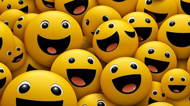 Many yellow smiley faces are grouped together