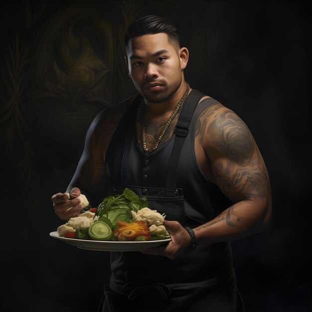 Maori-kelner die eten serveert