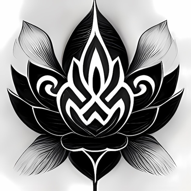 Photo maori tattoo design hanoi symbol combined with a lotus flower