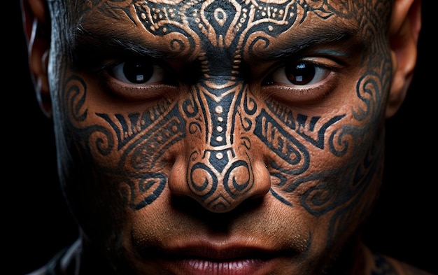 Foto capolavoro della tradizione del tatuaggio maori ta moko