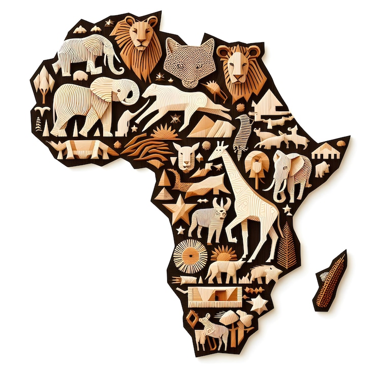 Photo アフリカの地図 動物の地図