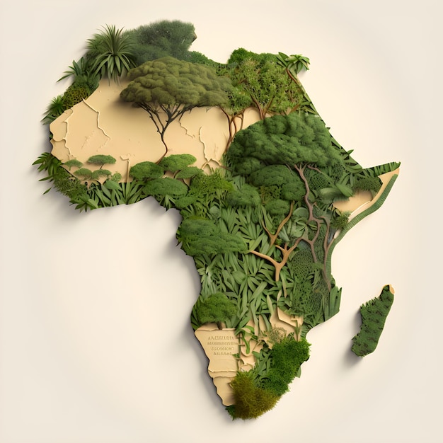 A map of africa with trees and plants on it