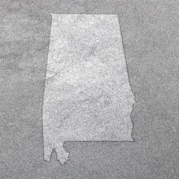 Photo map of alabama silver background