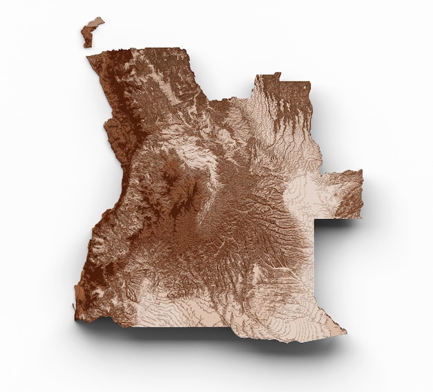 복고 스타일 빈티지 스타일 높은 상세한 3d에서 오래 된 스타일 갈색 그래픽에서 앙골라의 지도