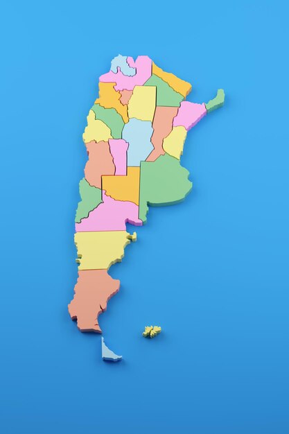 Map of Argentina in three dimensions 3d illustration