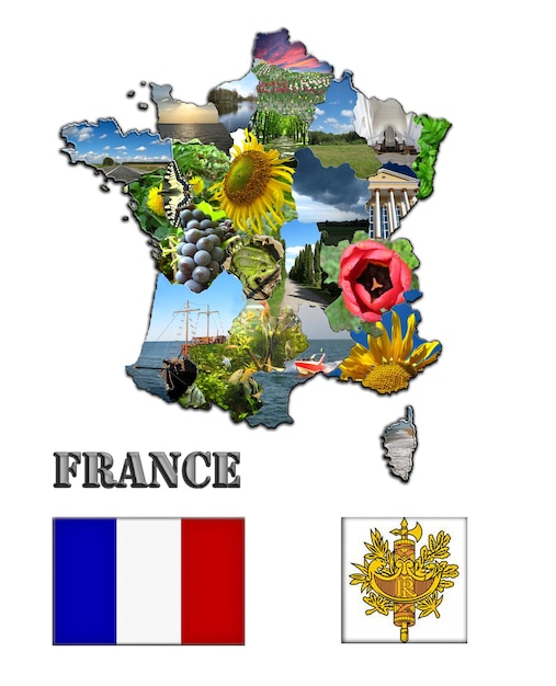 Photo the map and the arms of france with images