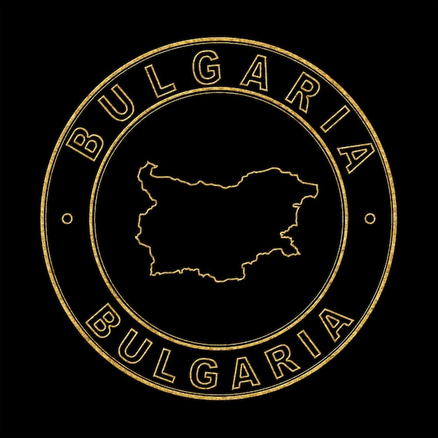 Карта Болгарии Золотая Марка Черном Фоне
