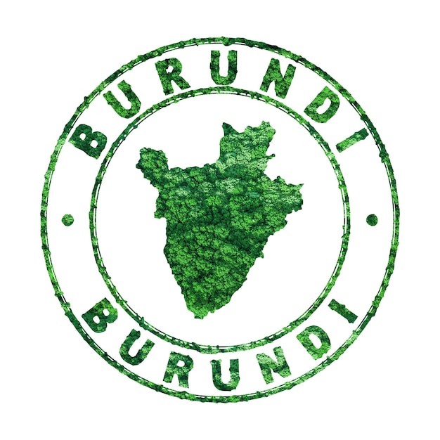 Map of Burundi Postal Stamp Sustainable development CO2 emission concept