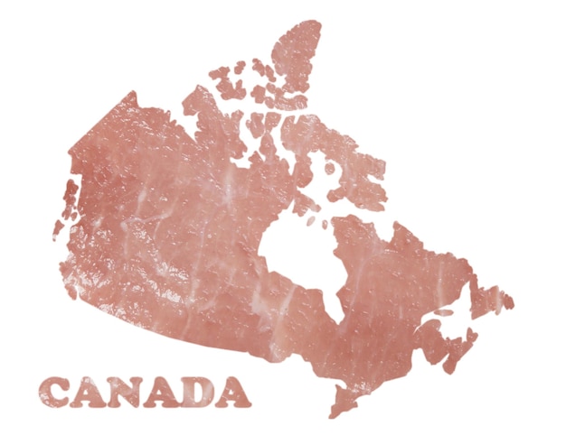 Photo map of canada made of ham