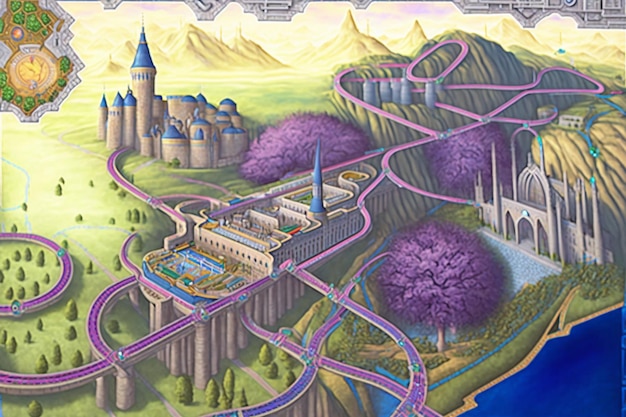 A map of a castle with a castle on it