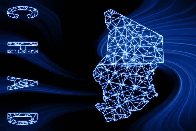 Map of Chad Polygonal mesh line map