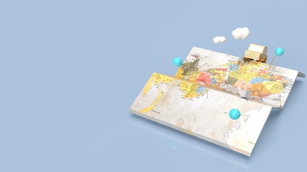 The map and check point for travel or transport  concept  3d rendering