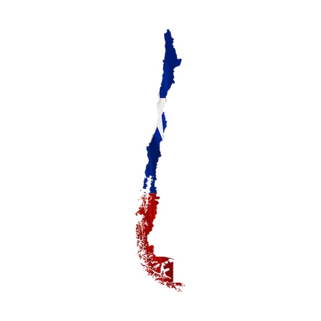 Photo map of chile with it's flag