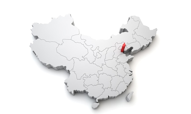 Map of china showing tianjin regional area d rendering