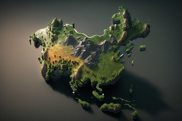 Photo a map of china that is made in 3d