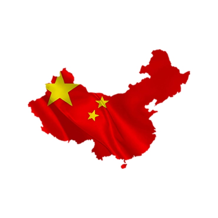 Photo map of china with it's flag
