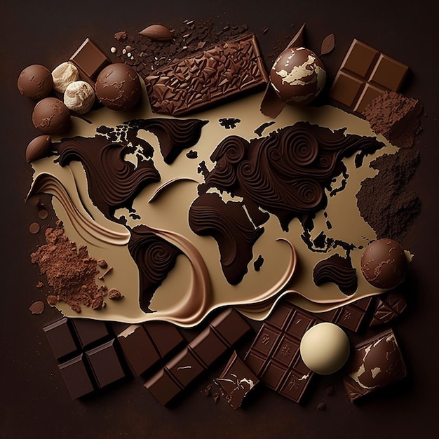 A map of chocolates and chocolates including one of them is made by chocolate.