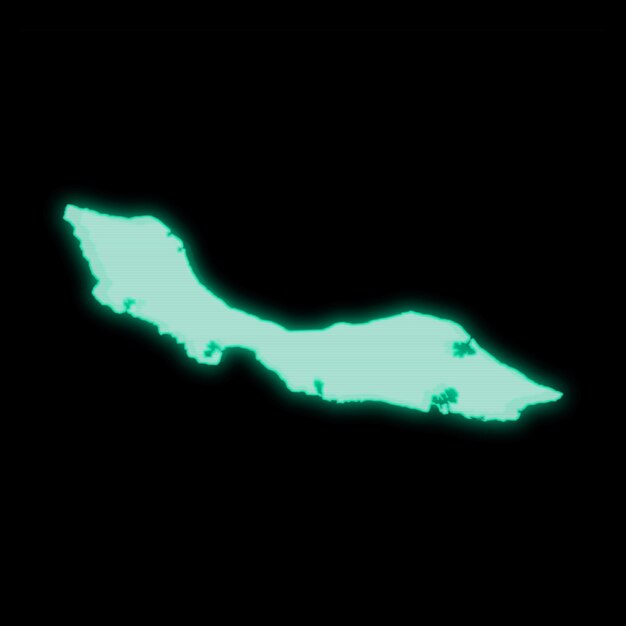 Photo map of curacao old green computer terminal screen on dark background