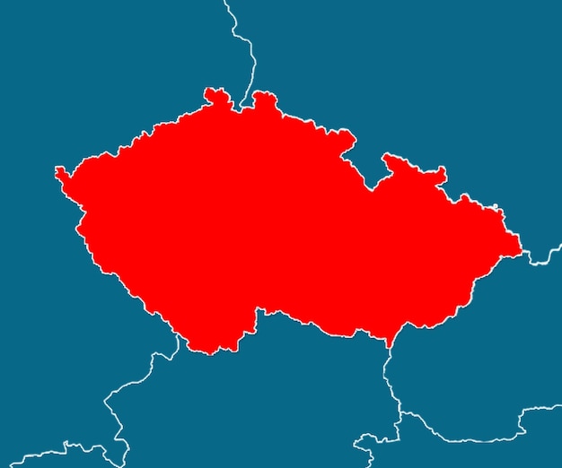 Map of Czech Republic in red