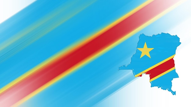 Карта Демократической Республики Конго, карта флага, фон национальных цветов
