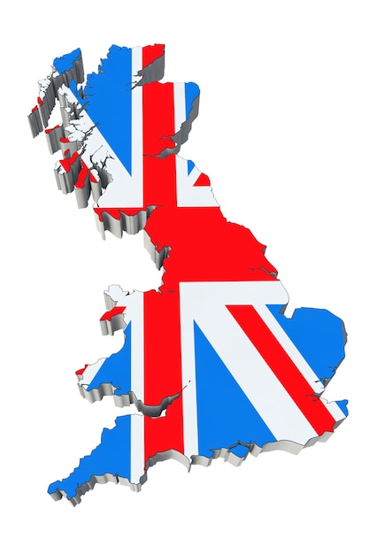 Map of England in England flag colors on a white background