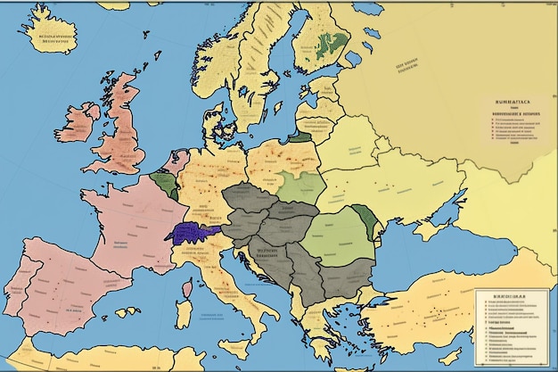 ヨーロッパの地図では、その国が地図の上部に表示されます。