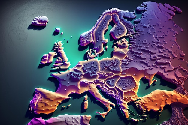 Карта Европы с Европейским Союзом посередине.
