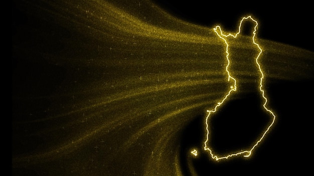 Map of Finland, Gold glitter map on dark background