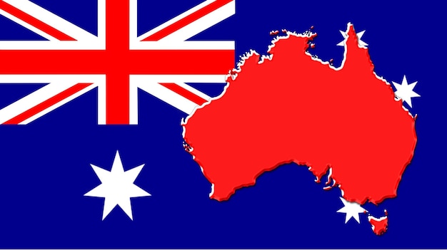 Photo the map flag and the arms of australia